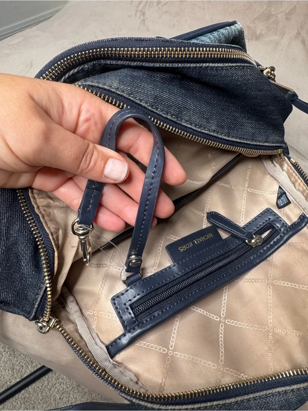 Michael Kors Denim Logo Backpack in Blue